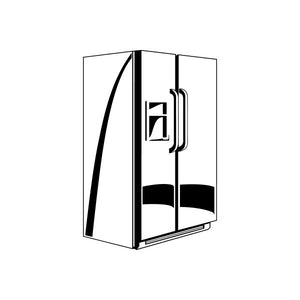 Large refrigerator decal with black line-drawn fridge and door handle outline