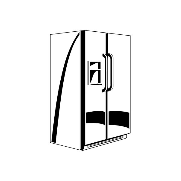 Large refrigerator decal with black line-drawn fridge and door handle outline