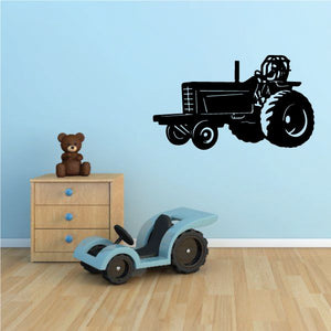 Large tractor decal with black outline tractor silhouette