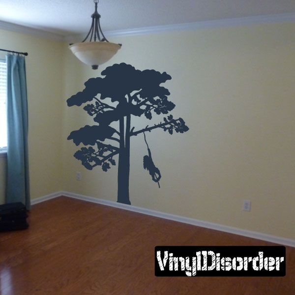 Large wall decal tree silhouette with swinging child