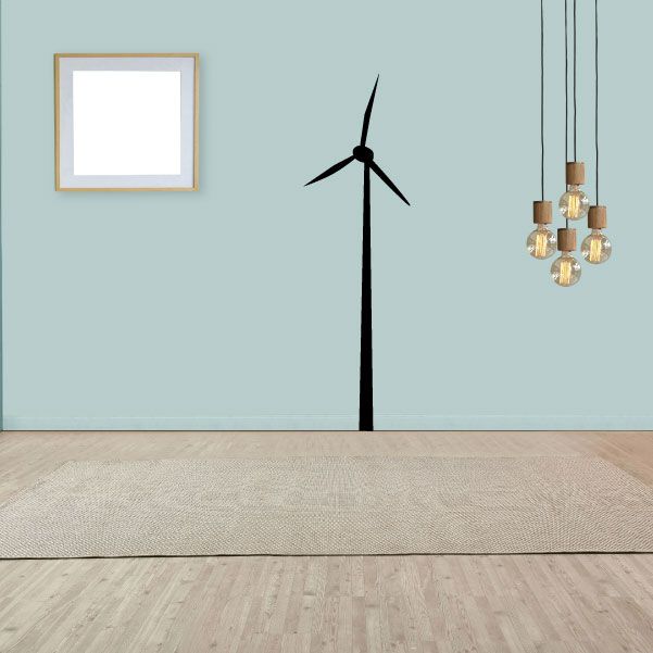 Large wind turbine wall decal with black turbine and three blades