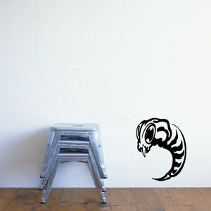 Larry the Larvae decal, black cartoon larva with curled tail