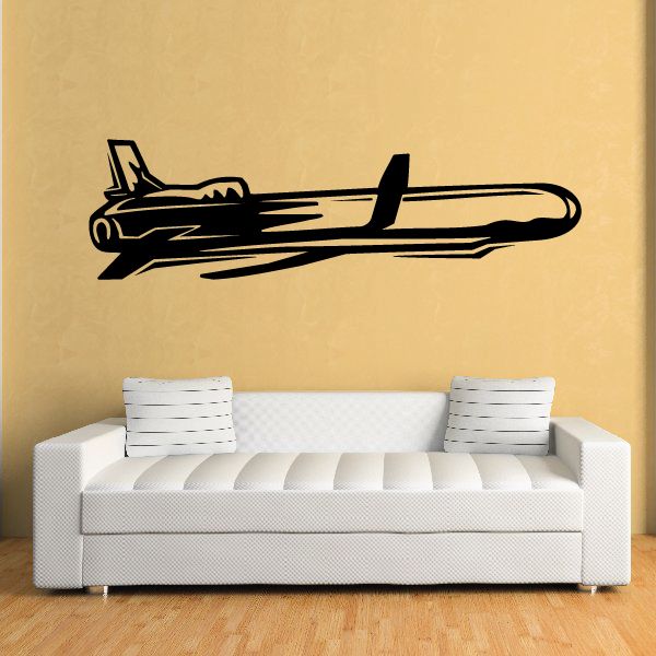 Black missile-shaped wall decal with streamlined nose and fins