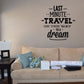 Wall decal lettering: "Last Minute Travel" and "on the way to a dream"