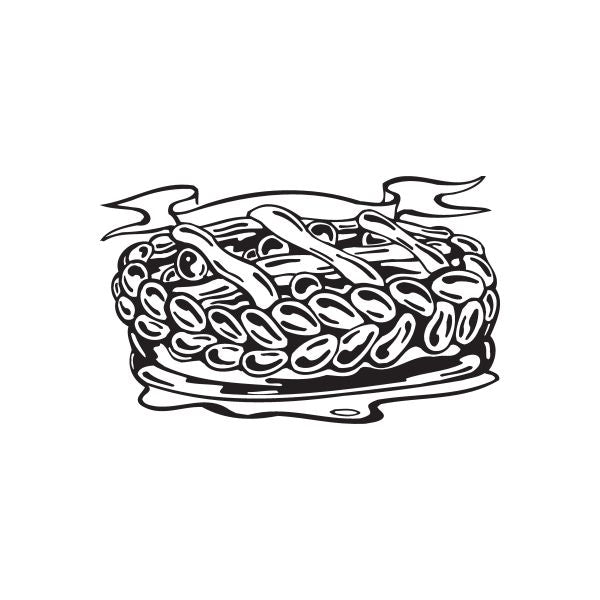 Black line-art lattice pie decal with decorative crust design
