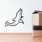Laughing dolphin decal: black line-art dolphin with raised flipper