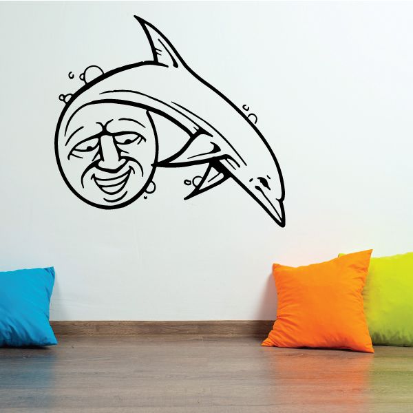 Image of Laughing Moon and Dolphin Decal