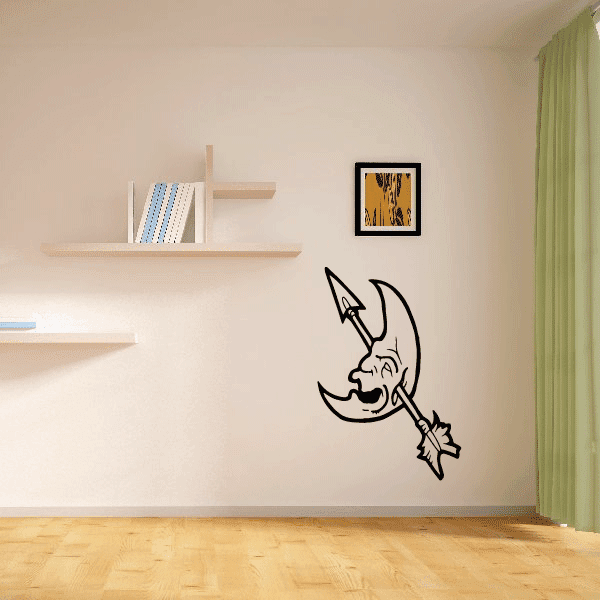 Skull with arrow wall decal in black and beige, single figure design