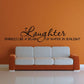 Wall decal: 'Laughter' cursive with 'Sparkles like a splash of water in sunlight' lettering