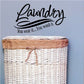 Laundry wall decal with 'Laundry' script and 'You Wear it'/'You Wash it' text