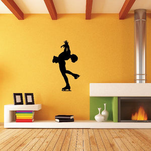 Black ice skater silhouette decal on wall