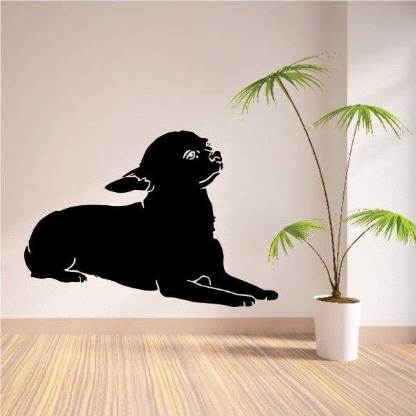 Laying down Chihuahua decal, black silhouette of a dog lying down