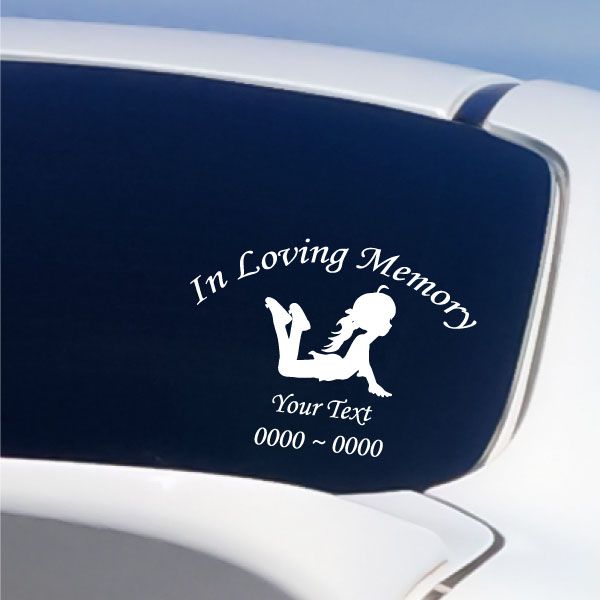 Image of Laying Down Girl Custom In Loving Memory Decal