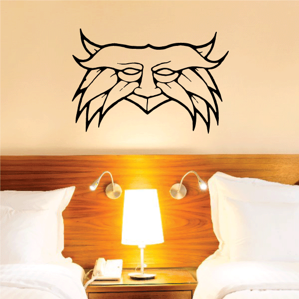 Leafy mask wall decal, black outline face with leafy hair and horns