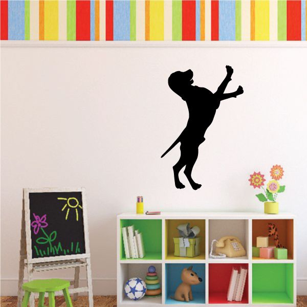 Leaping coonhound decal, black dog silhouette jumping with front paws up