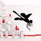 Black leaping dragonfly wall decal with long wings and antenna details