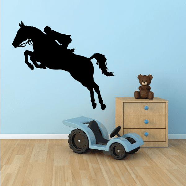 Black leaping horse equestrian decal sticker