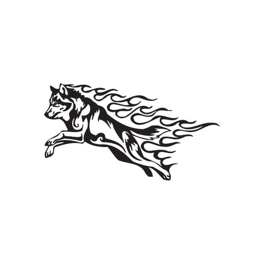 Image of Leaping Fire Wolf Decal