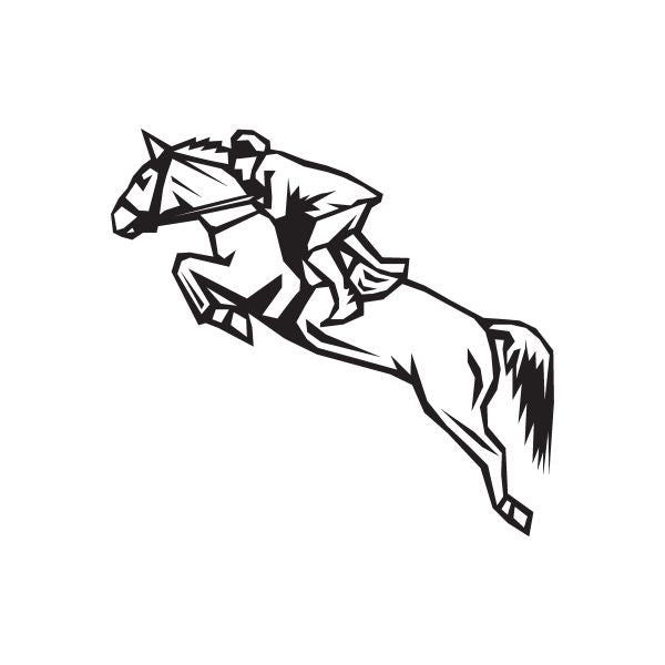Leaping horse levade decal with black geometric outline and splintered shapes