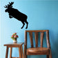 Leaping moose vinyl decal, black silhouette