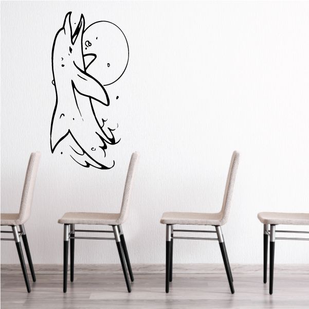 Image of Leaping Out Water Moon Dolphin Decal