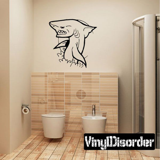 Image of Leaping Out Water Shark and Moon Decal