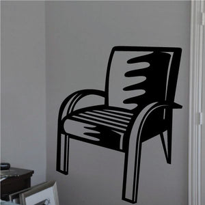 Black leather chair decal with front-side chair silhouette