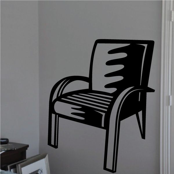 Black leather chair decal with front-side chair silhouette