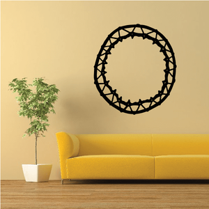 Leather stretching hoop decal, black circular design with geometric lattice