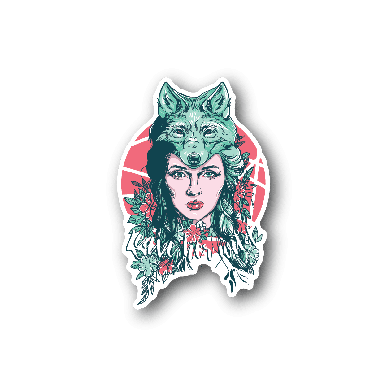 Image of Leave Her Wild Wolf Girl Sticker