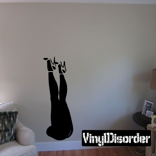 Black legs in nylons and high heels wall decal silhouette