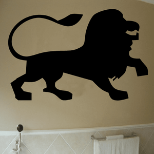 Black lion silhouette wall decal with simple mane and tail