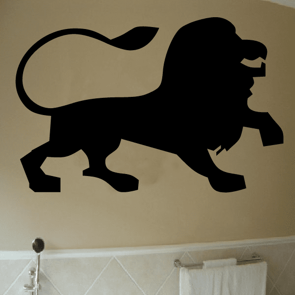 Black lion silhouette wall decal with simple mane and tail