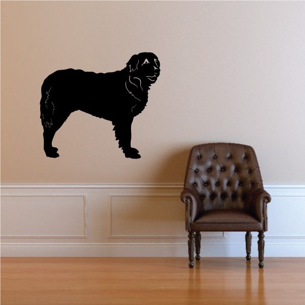 Leonberger dog decal, black standing silhouette with detailed face and legs