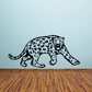 Leopard growling wall decal, black and white spots, standing pose