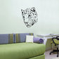 Leopard head decal with black-and-white illustrated face