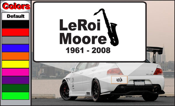 RIP decal with LeRoi Moore, 1961-2008 text and mourning silhouette