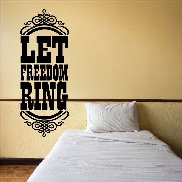 Freedom ring badge wall decal with black crown and 'LET FREEDOM RING' text