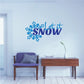 Let It Snow printed wall decal with blue snowflakes and lettering