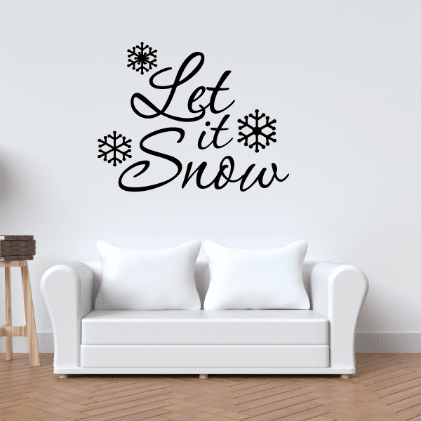 Image of Let It Snow Quote with Snowflakes Decal