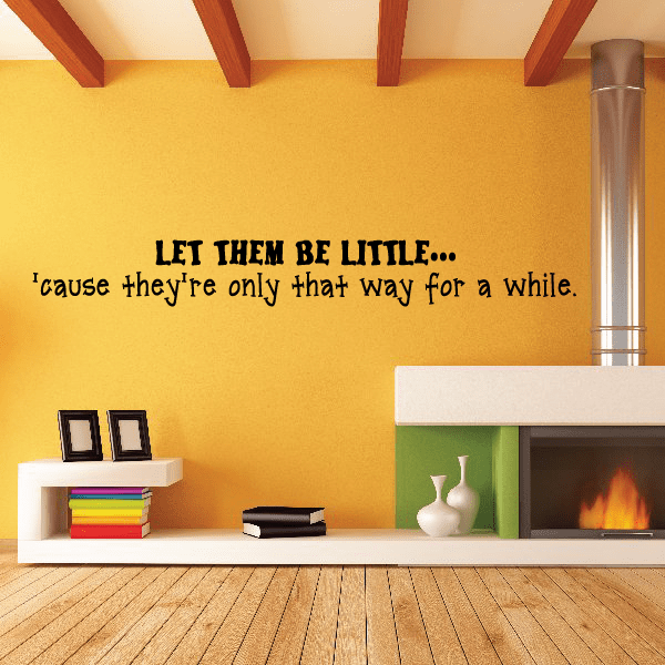 Wall decal with playful quote in stylized black lettering