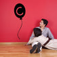 Letter C balloon decal, black balloon with red C outline