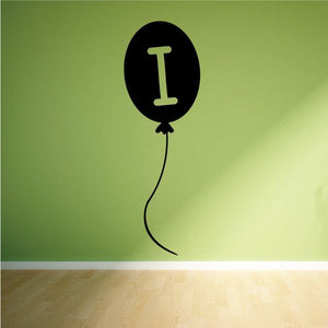 Letter I balloon decal with black balloon and yellow-green letter I