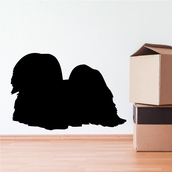 Lhasa Apso decal with black dog silhouette in side profile