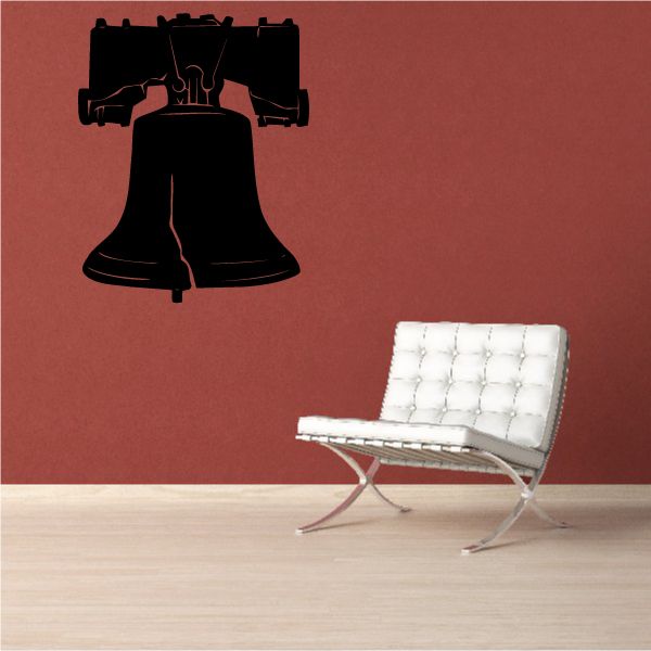 Liberty Bell decal: black bell outline with base, wall sticker