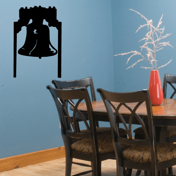 Bell on stand wall decal with black silhouette