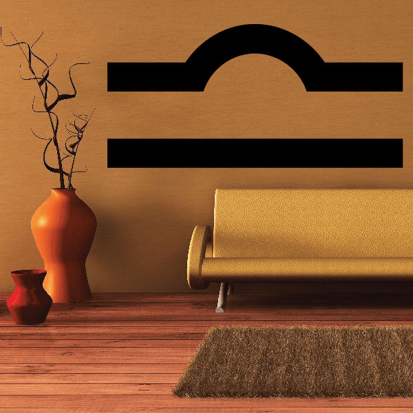 Libra symbol wall decal, black half-oval with two horizontal bars