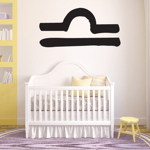 Brushed symbol decal with black arched mark and two horizontal lines