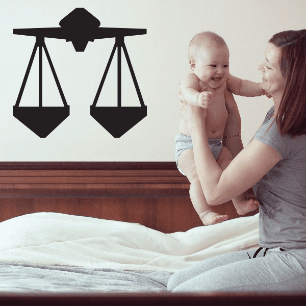 Rigid scales decal with Libra symbol, black wall sticker design
