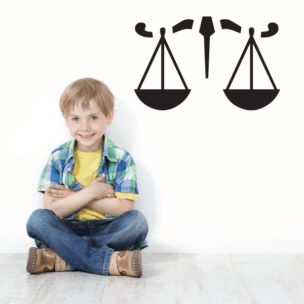 Libra scales wall decal, black balance scale icon